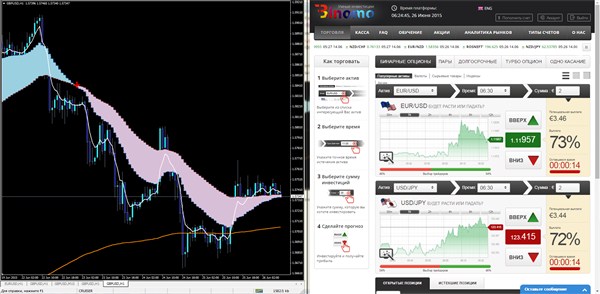 Осталось только установить для удобства рядышком платформу Биномо для торговли бинарными опционами и терминал МТ4. Начинаем торговать