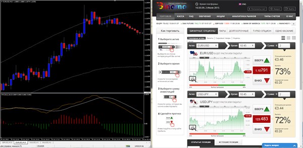 терминал вместе с платоформой Биномо