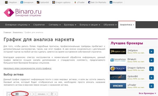 Типичный информационный сайт по бинарным опционам
